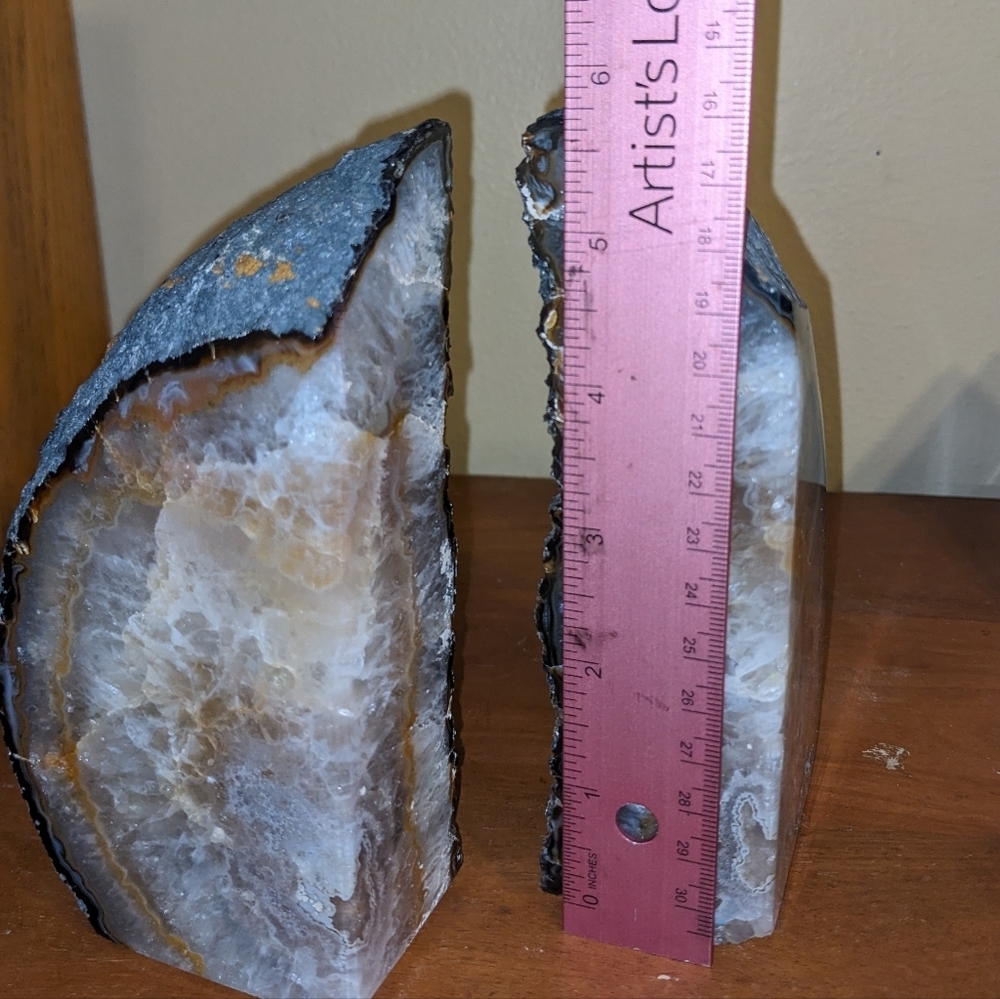 💲ON SALE!!💲Agate Geode Section Pair of Bookends / Decor Pieces Natural Stone - Picture 8 of 13